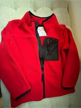 jumping beans Red Kids Fleece Jacket with Black Contrast Chest Pocket